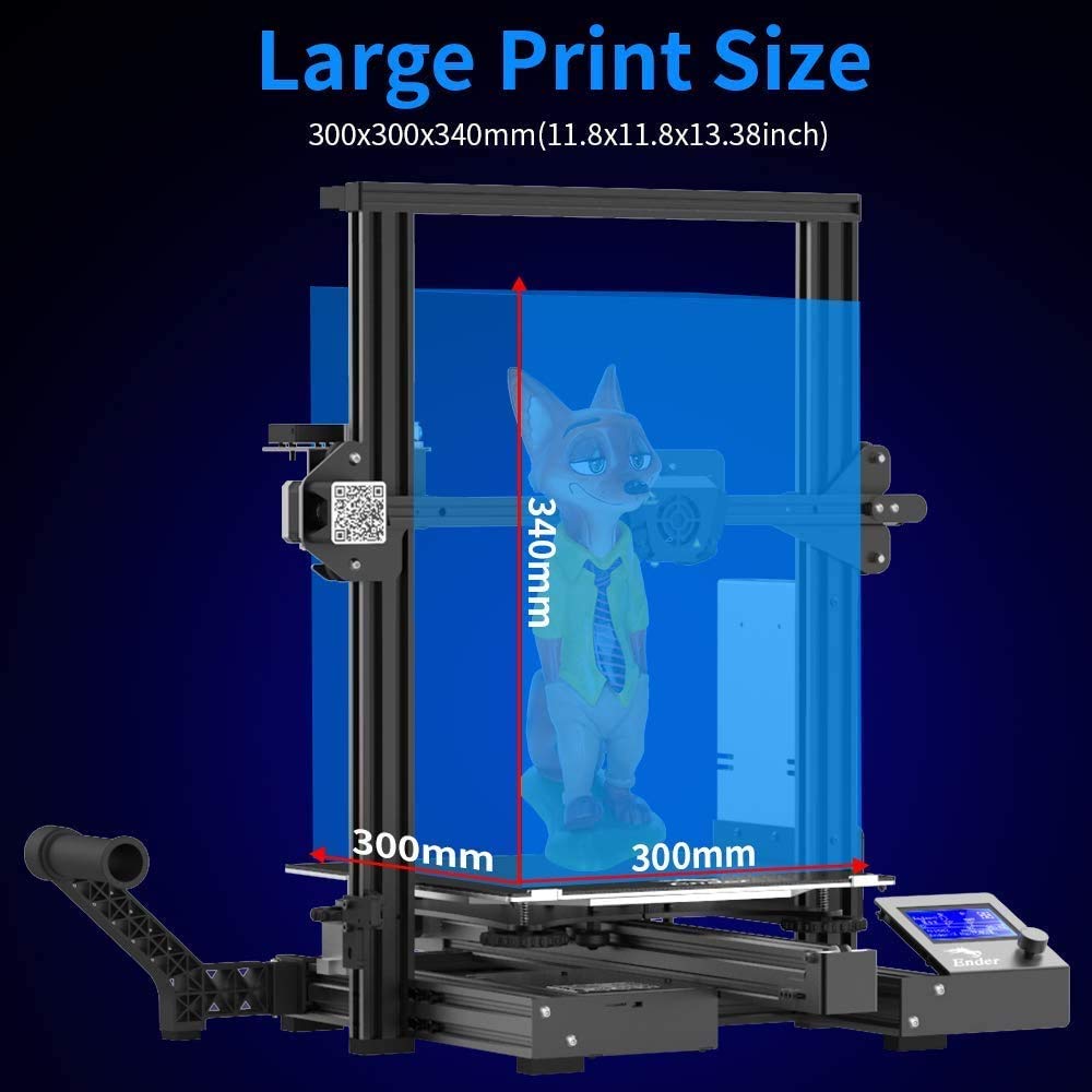 Creality Ender 3 Max 3D Printer with Large Print Size 300x300x340mm, 32bits Silent Mainboard, Reliable Meanwell Power Supply, All Metal Extruder, Tempered Carborundum Glass Bed