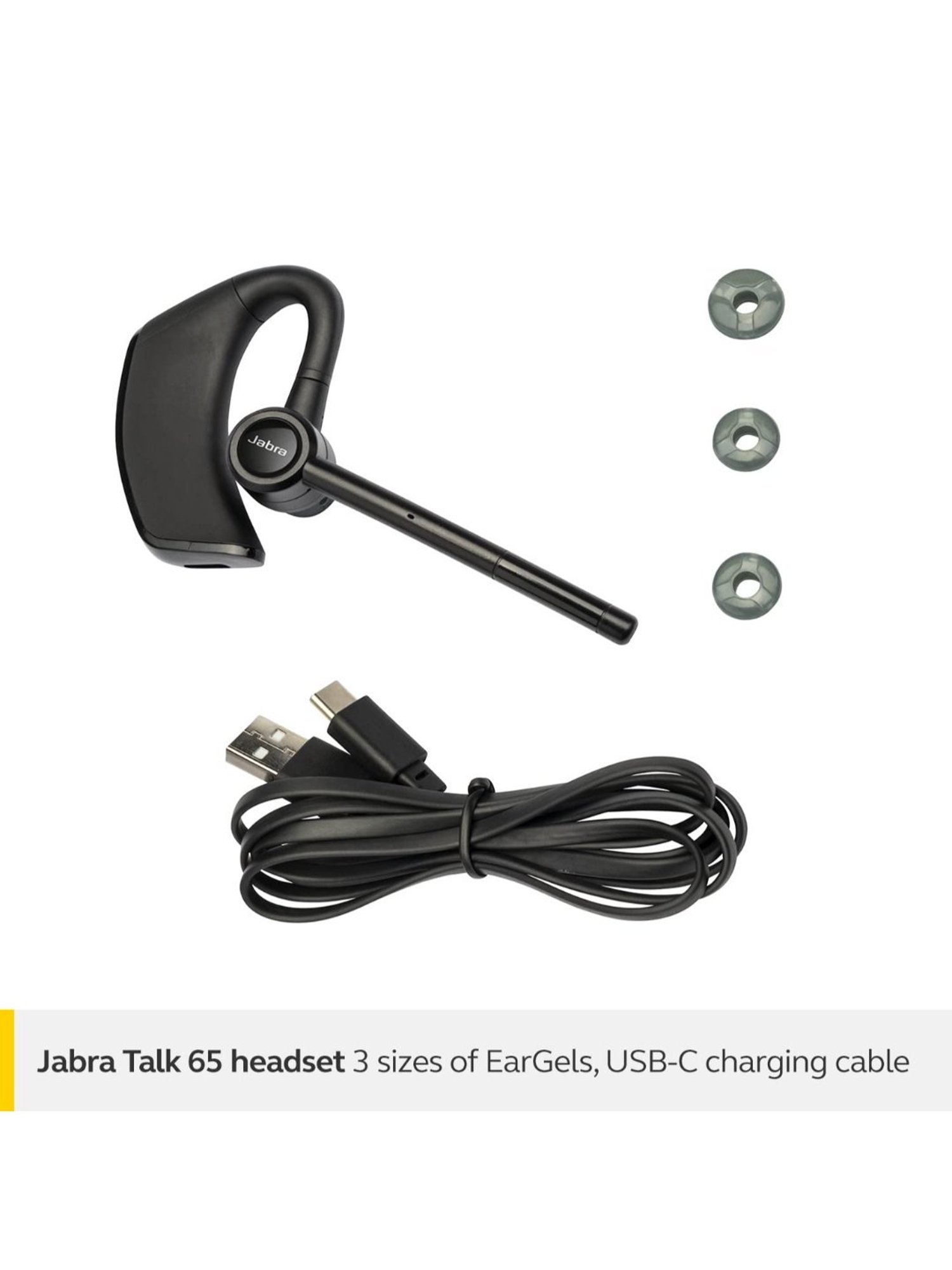Jabra Talk 65 Mono In Ear Wireless Single Ear Earbuds with 2 Noise-Cancelling Mics (Black)