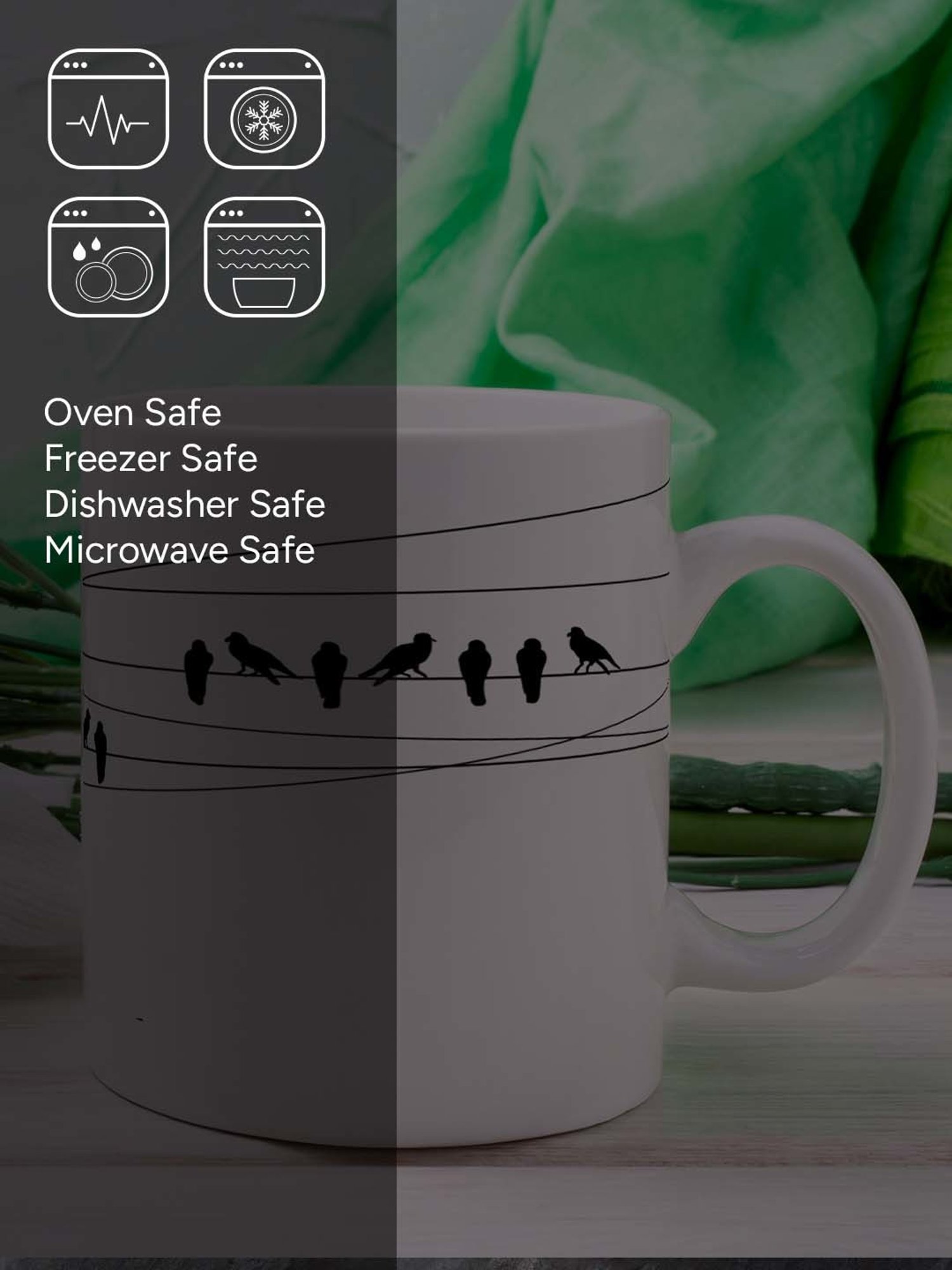 Nestroots White Stoneware Feathered Haven Coffee Mug (0.325 L)