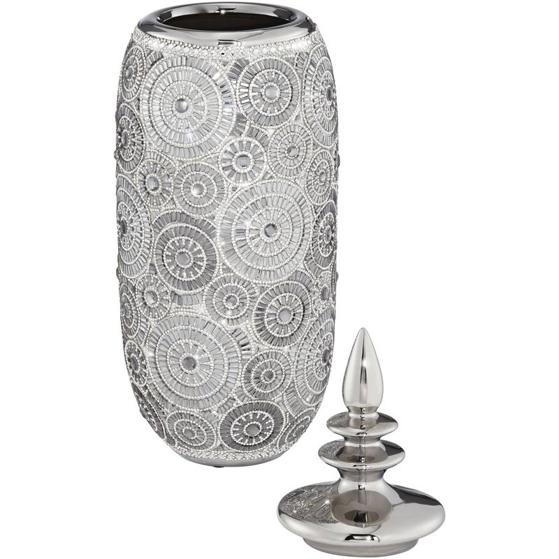 Dahlia Studios Irene 17" High Ceramic Silver Decorative Jar with Lid