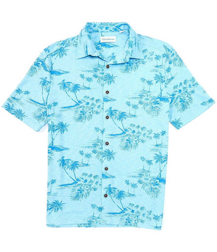 Caribbean Short Sleeve Knit Camp Collar Shirt