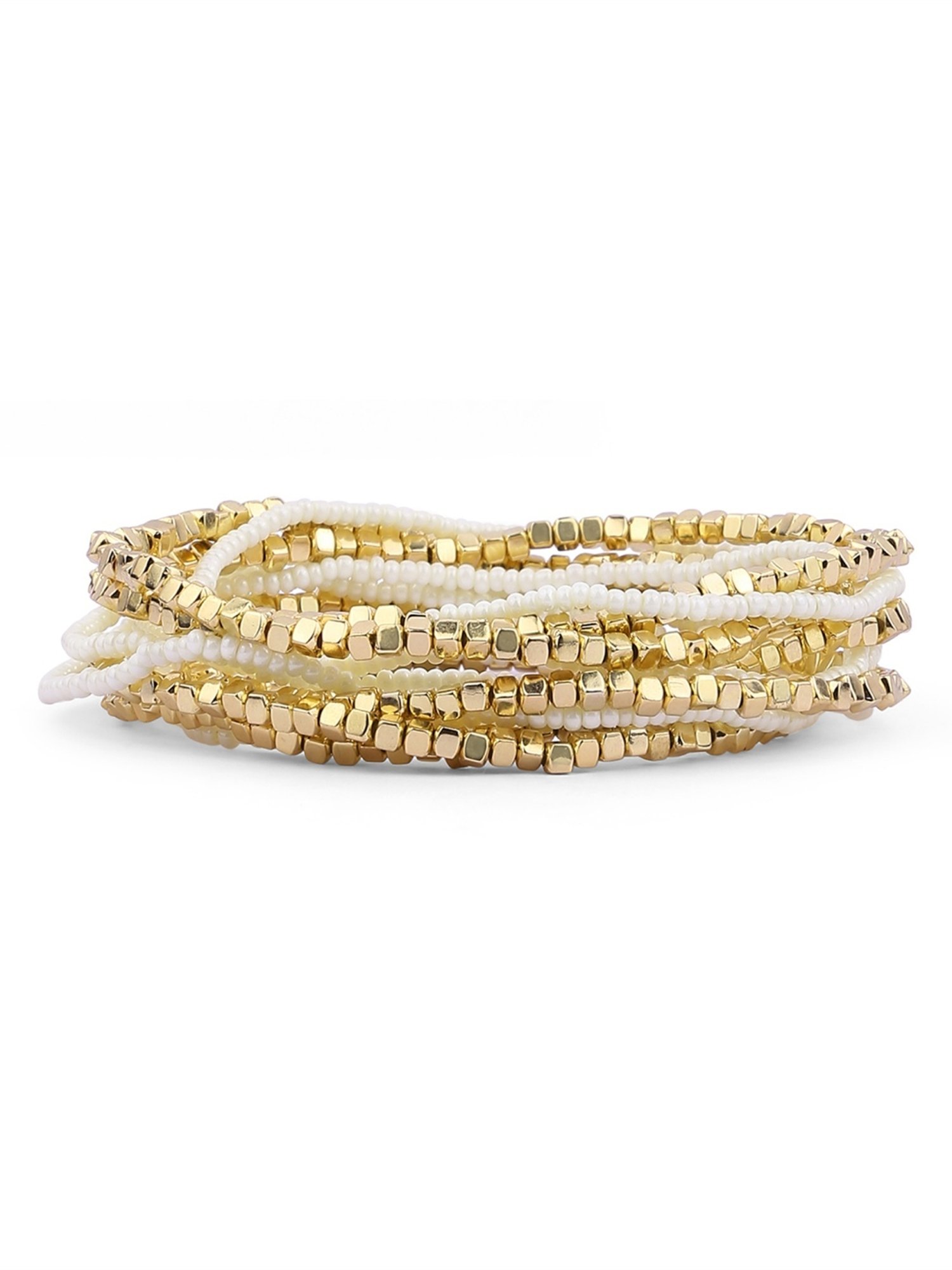 Accessorize London Women's Gold Pearly Stretch Bracelet Pack