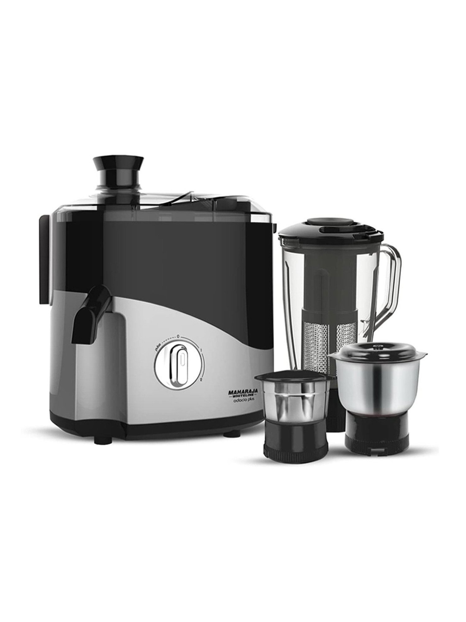 Maharaja Whiteline Juicer Mixer Grinder 550W With 3 Versatile Jars (Black & Silver)