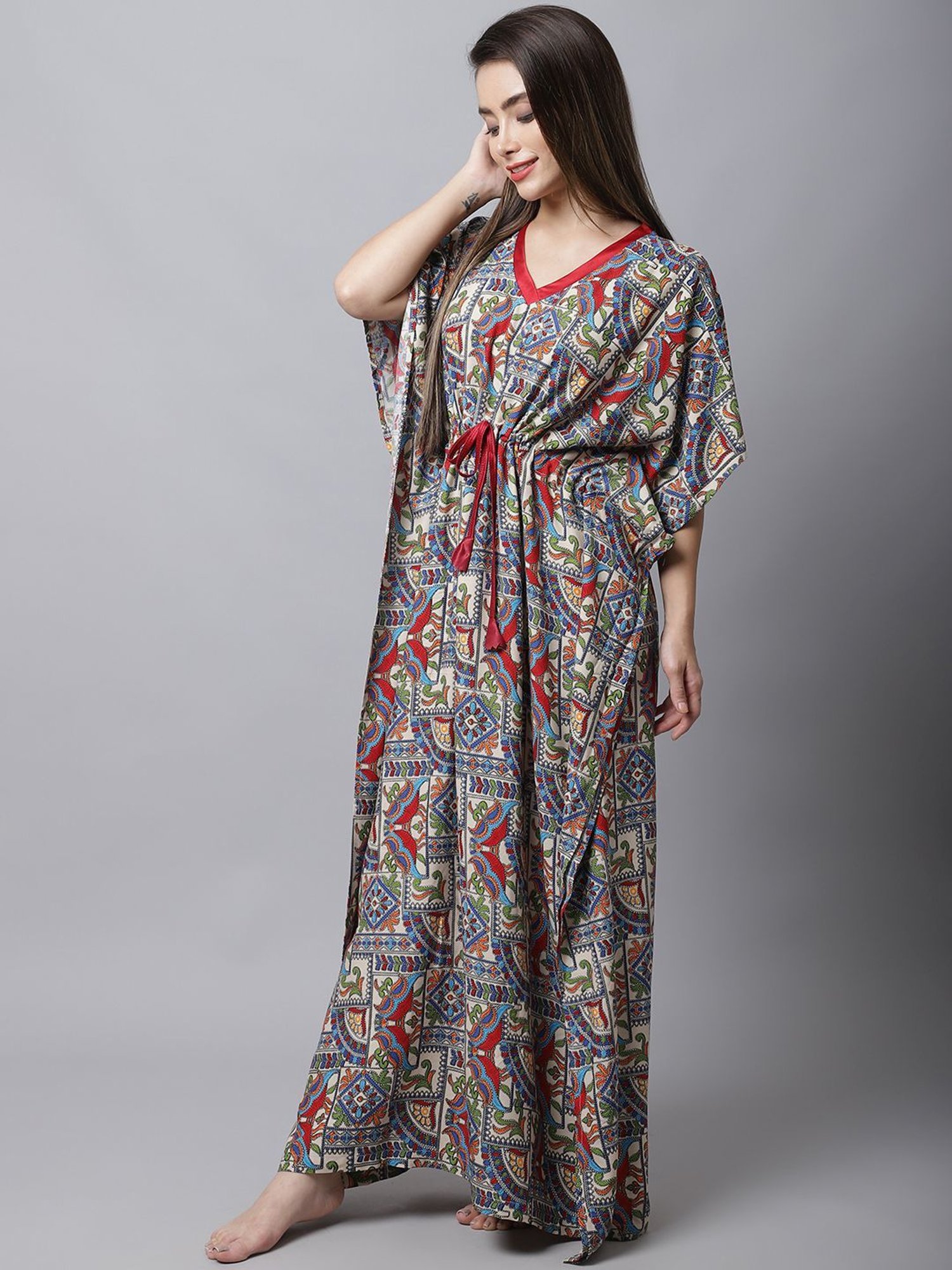 Boston Club Multicolored Cotton Printed Kaftan