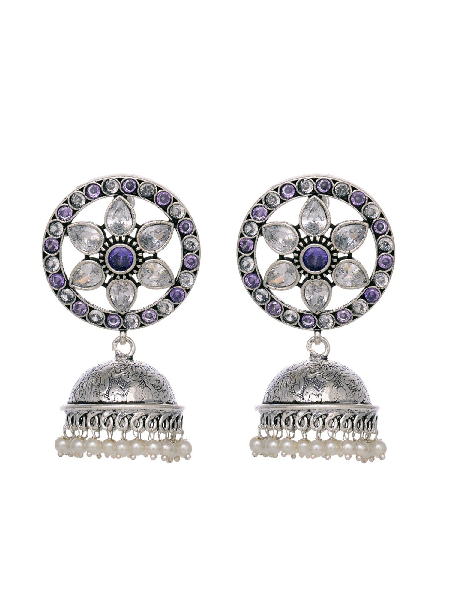 Saraf RS Jewellery Oxidised Contemporary Jhumka Earrings