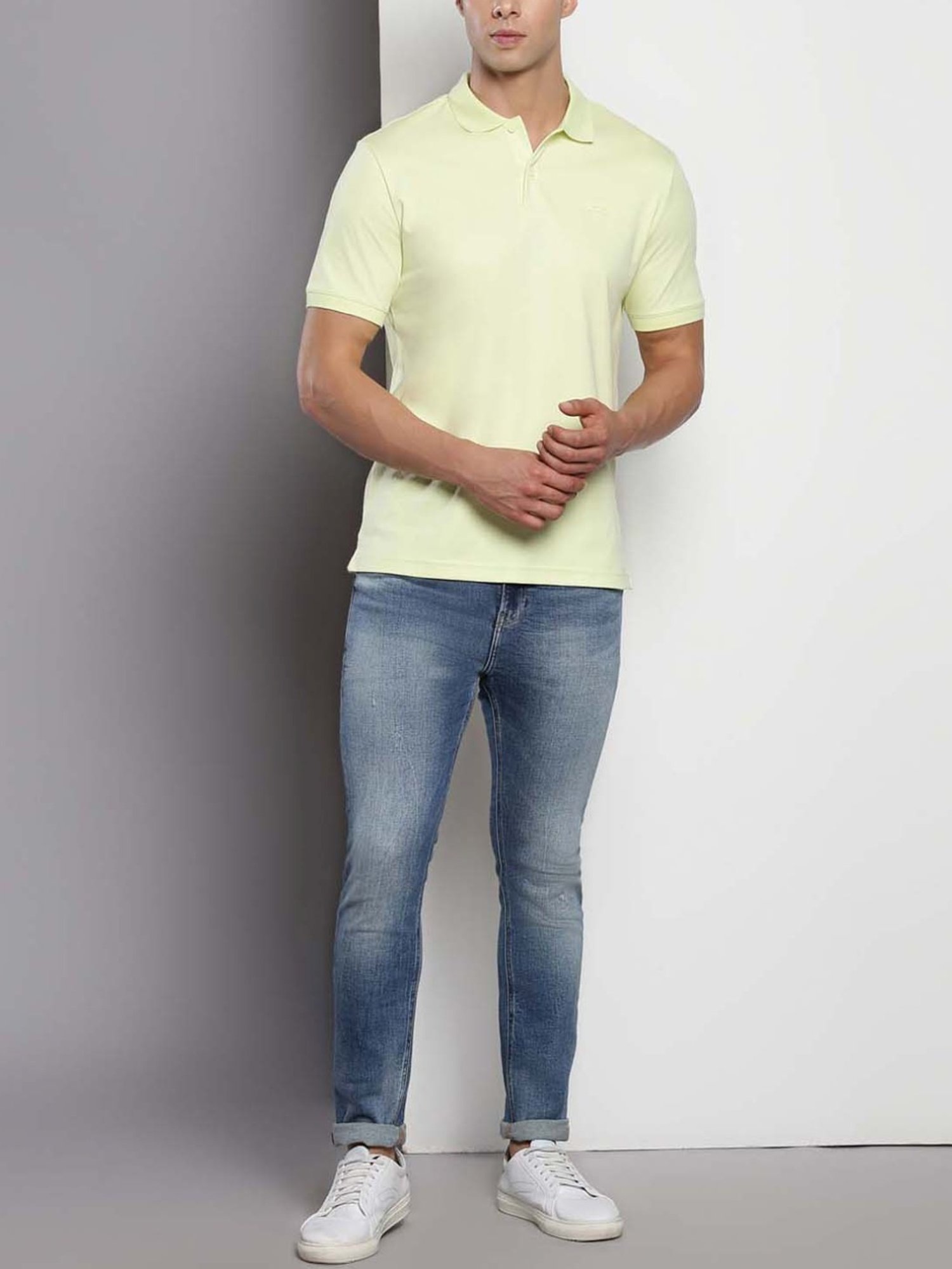 Calvin Klein Luminary Green Cotton Slim Fit Polo T-Shirt