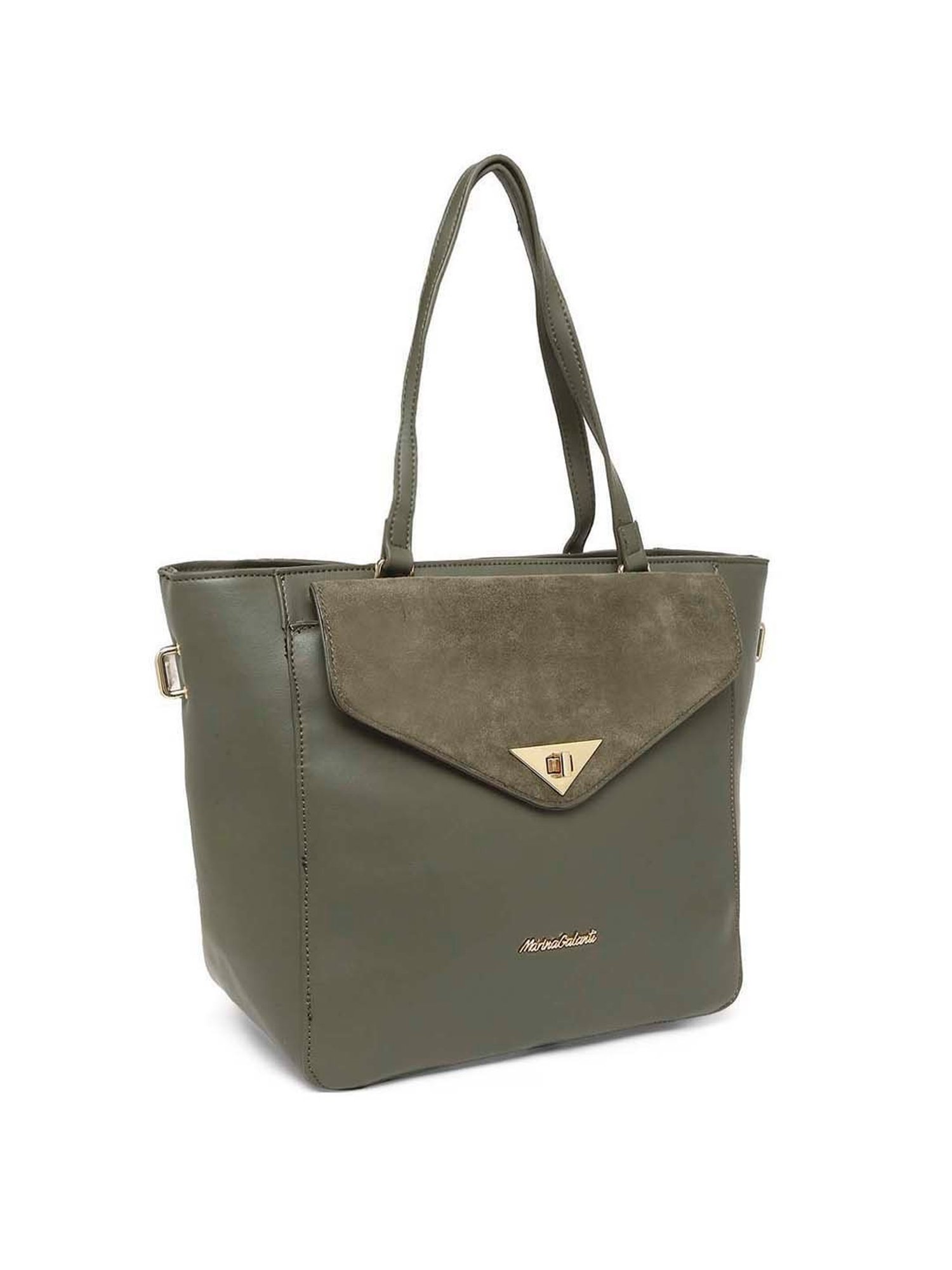 Marina Galanti Olive Solid Medium Tote Handbag