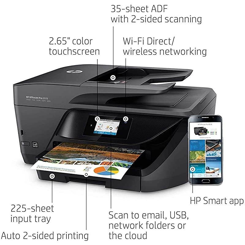 OfficeJet Pro 6978 All-in-One Wireless Printer,  Instant Ink, Works with Alexa (T0F29A)
