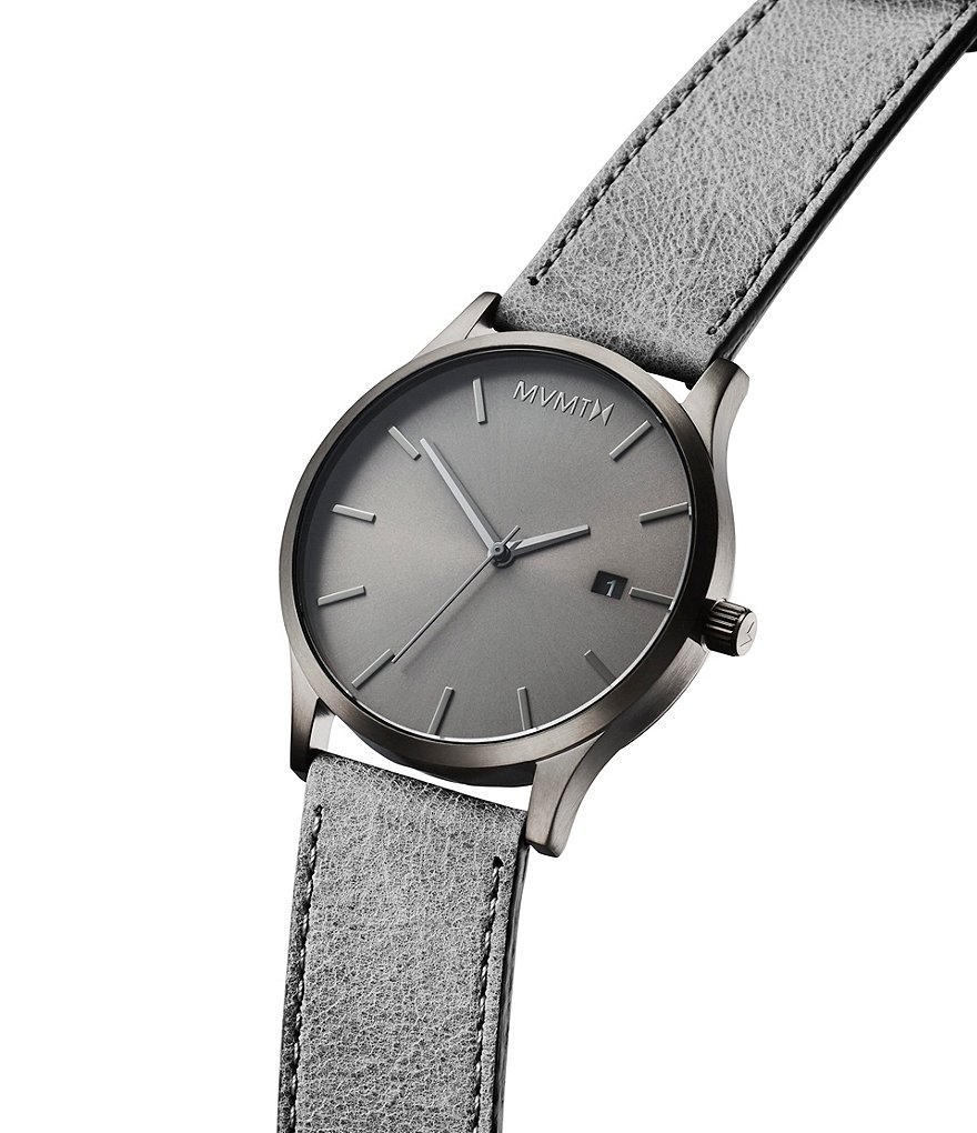 MVMT Classic Monochrome Gray Leather Strap Watch