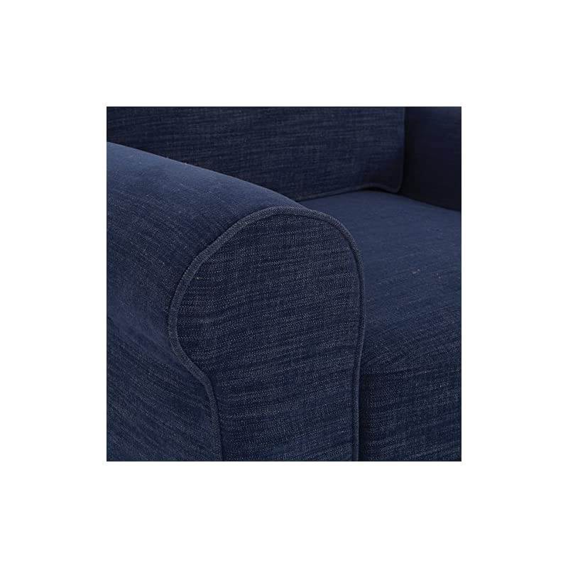 Home Furnishings Ashton Slipcover Round Arm Chair, Navy