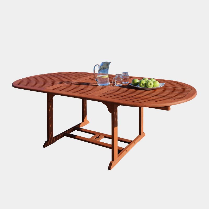 Malibu 7pc Wood Extendable Outdoor Patio Dining Set - Tan - Vifah