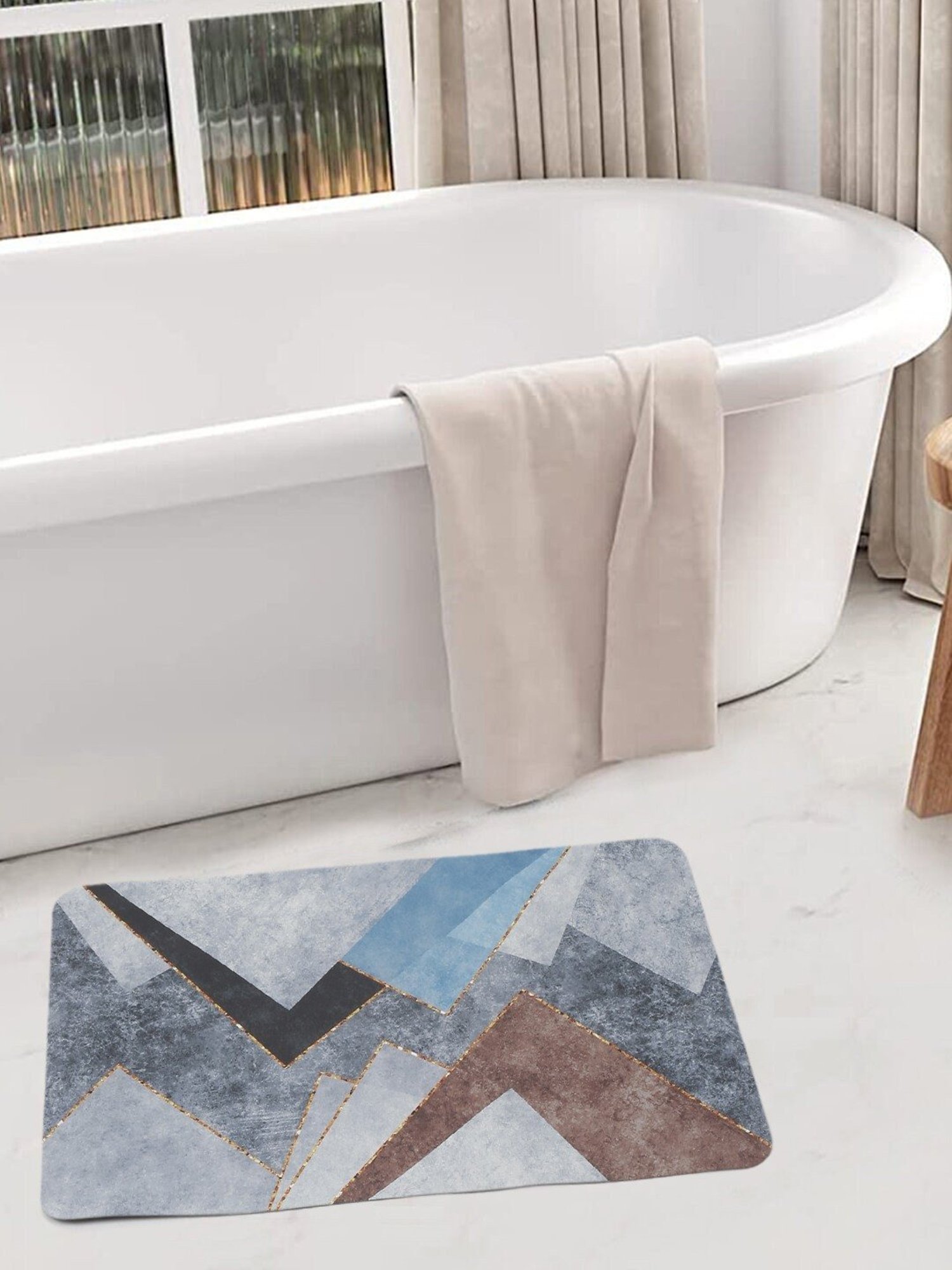 HOSTA HOMES Anti Skid Abstract Multicolor Others Non Slip Bath mat