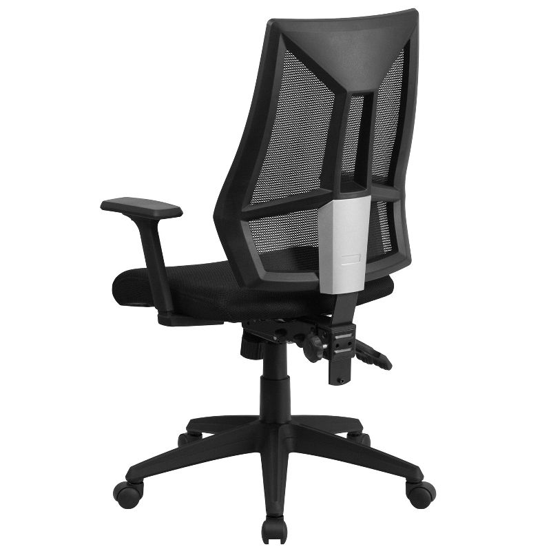 Mesh Sled Base Side Reception Chair with Flip Up Arms Black - Riverstone Furniture