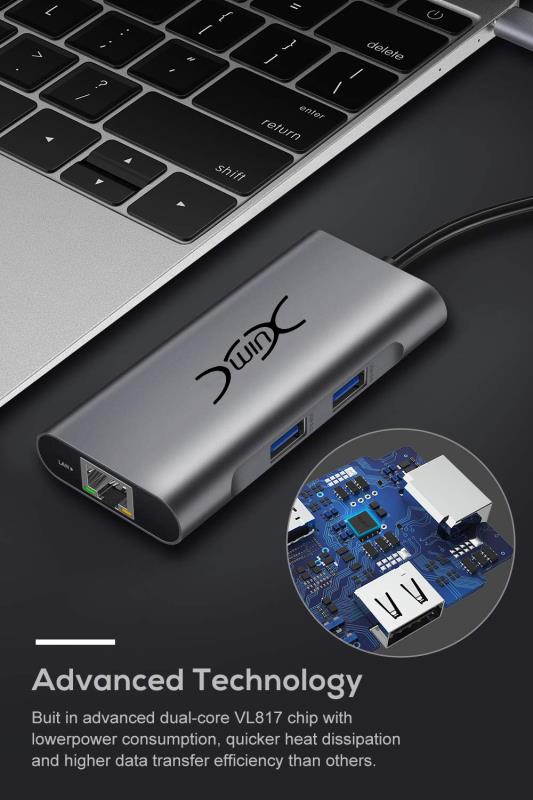 YXwin USB C Hub, 5-in-1 USB C Adapter, with 4K USB C to HDMI, SD/TF Card Reader, 2 USB 3.0 Ports, for MacBook Pro 2016/2017/2018, Chromebook, Xps, and More