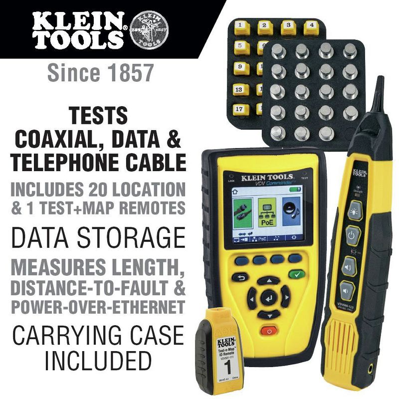 Klein Tools VDV501-829 Commander VDV Cable Tester and Test-n-Map Remote Kit