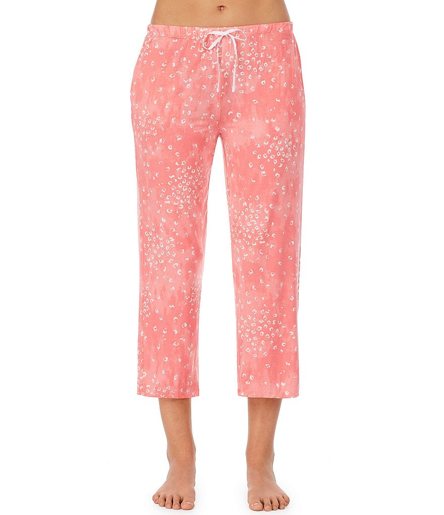 Donna Karan Scattered Animal Print Knit Capri Coordinating Sleep Pants