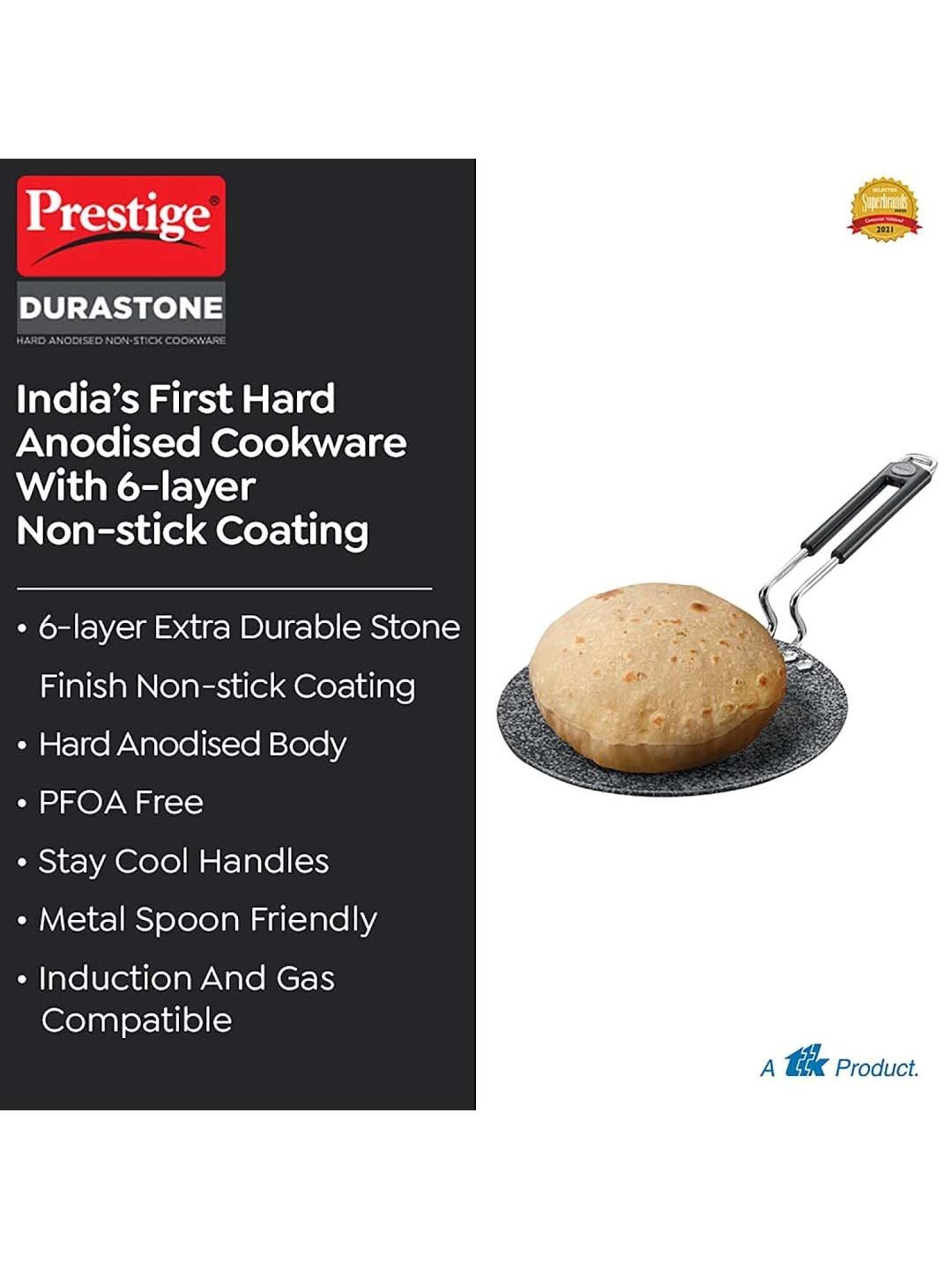 Nirlon Pure Grade Virgin Aluminium Non-stick Induction Base Flat Tawa - 26 cm Diameter