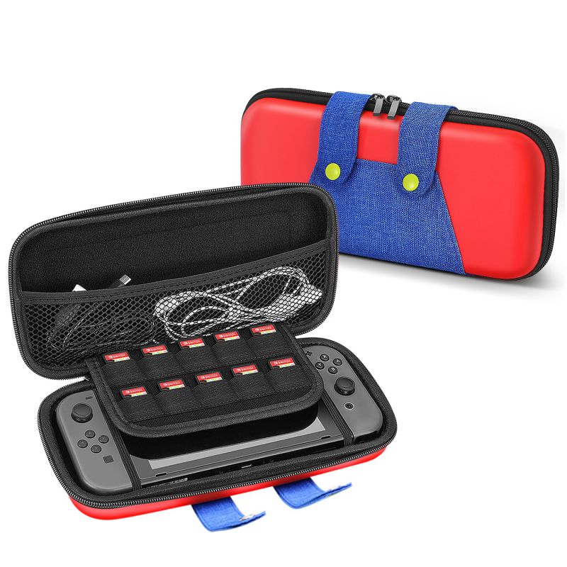 Travel Case for Nintendo Switch Mario Theme Portable Travel Carry Hard Shell EVA Material Pouch Traveler Deluxe Cover with Strap Handle for Switch Console, Joy Con Controller, Game Card Holders