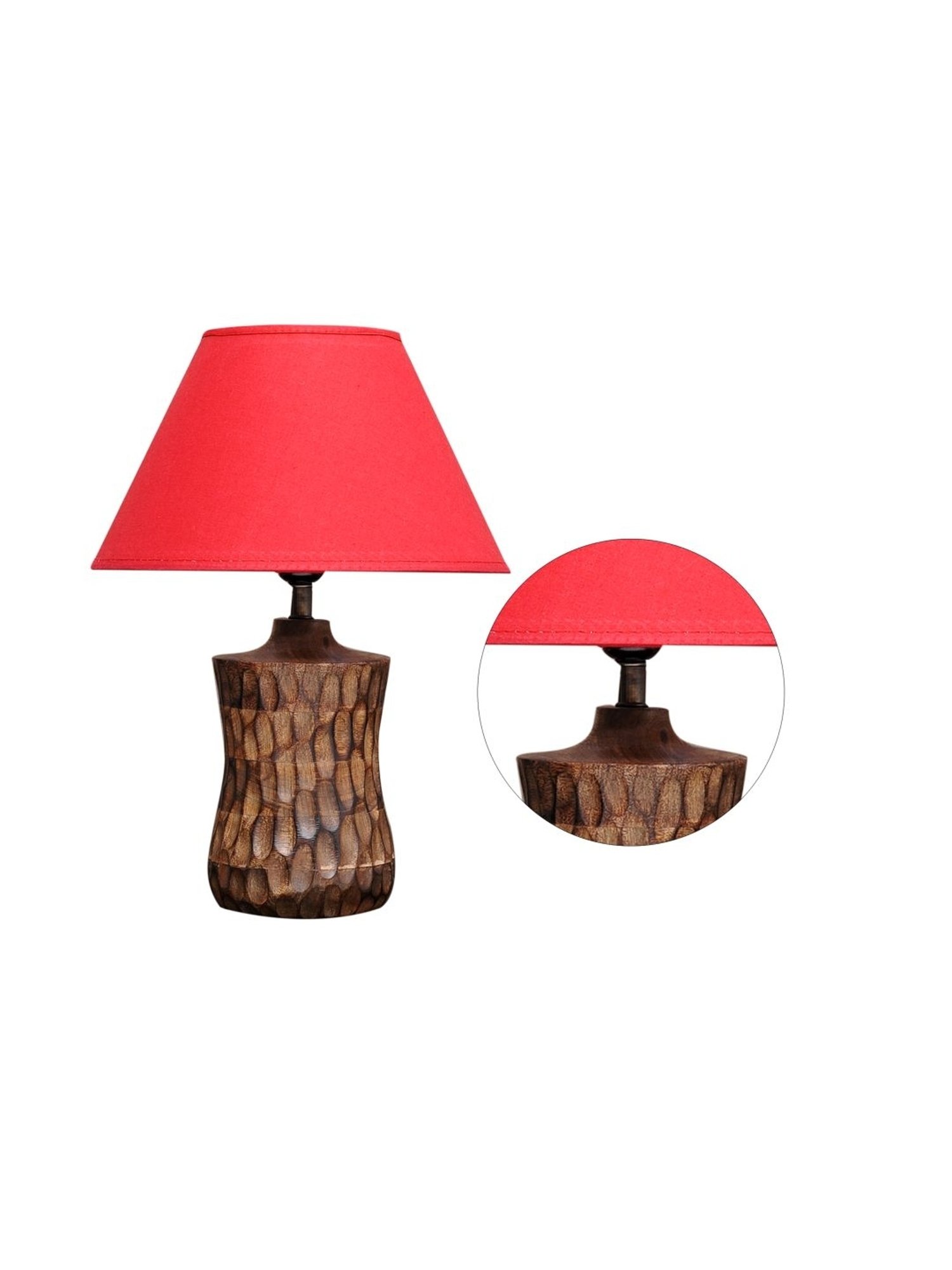 Kapoor Lamp Shades Brown & Red Wood Emmett Carved Table Lamp