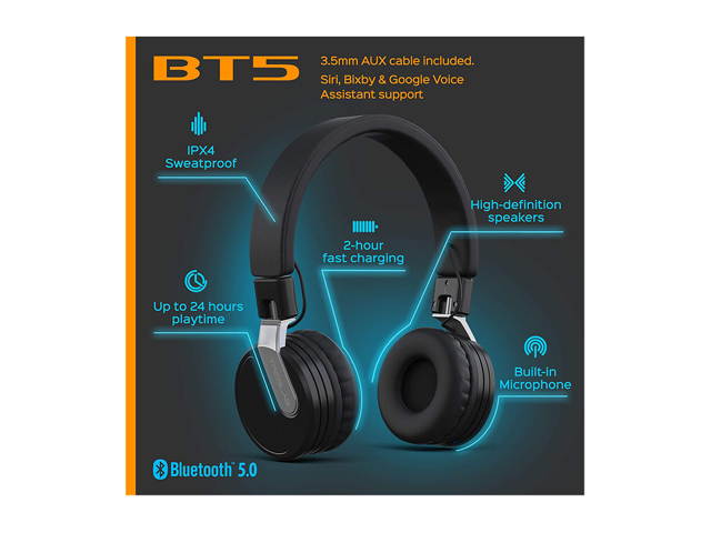 TREBLAB BT5 Ultimate on-ear wireless headphones with True-HD Sound