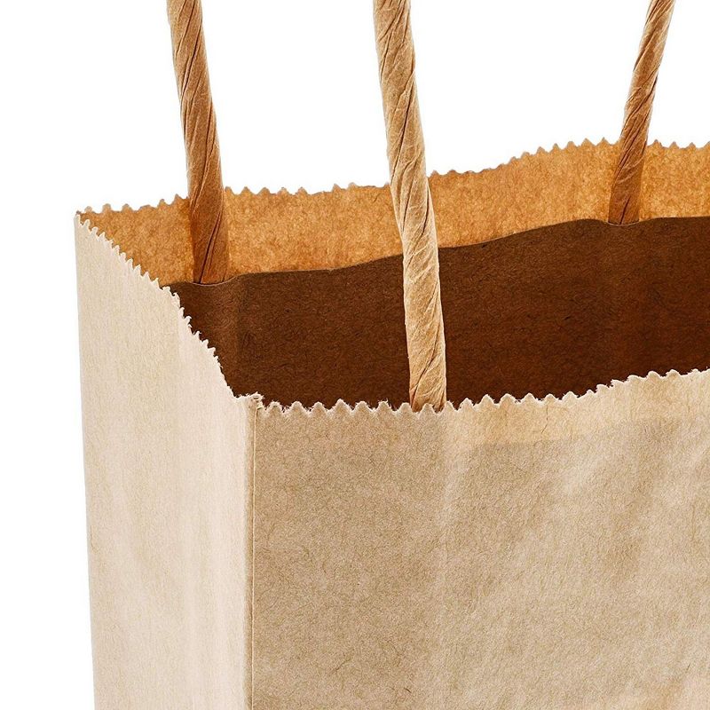 Small Kraft Paper Gift Bags with Handles (Brown, 6.25 x 3.5 Inches, 50 Count)