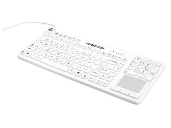 Man & Machine RCTLP/W5 Reallycool Touch Keyboard - Hygienic White, Usb, Full-Size, Waterproof, Silicone
