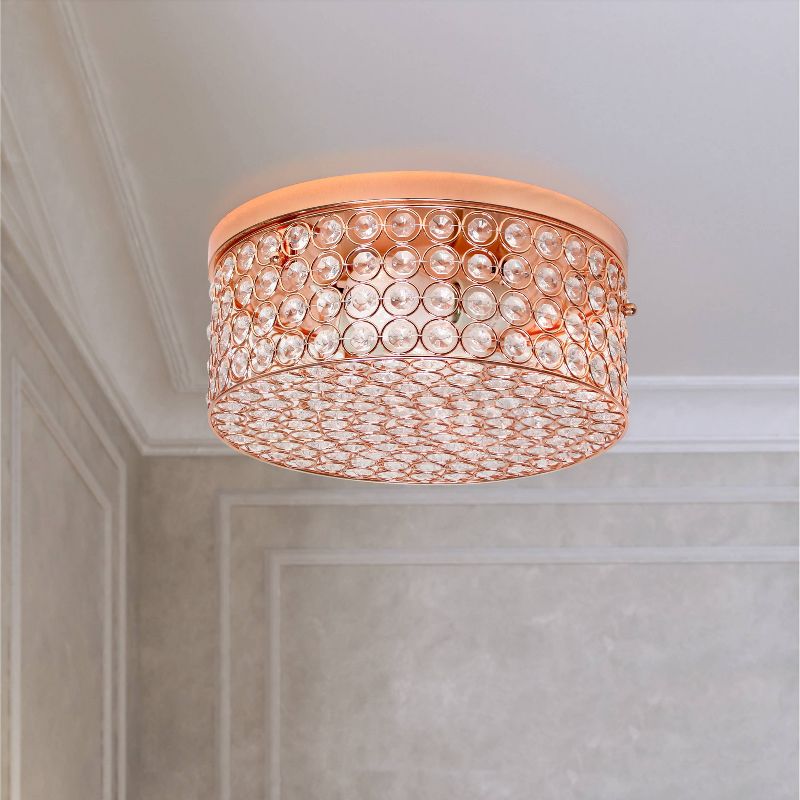 12" Round Elipse Flushmount Ceiling Light Rose Gold - Elegant Designs