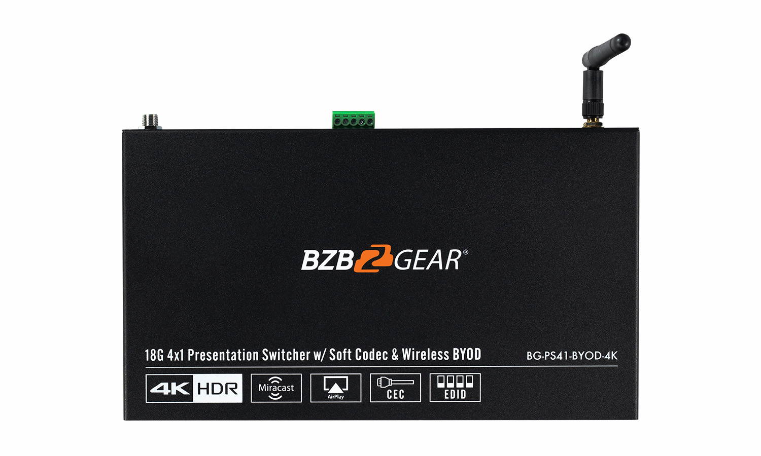 BZBGEAR 4X1 4K Wireless Presentation Switcher with HDMI 2.0/USB-C/Soft Codec