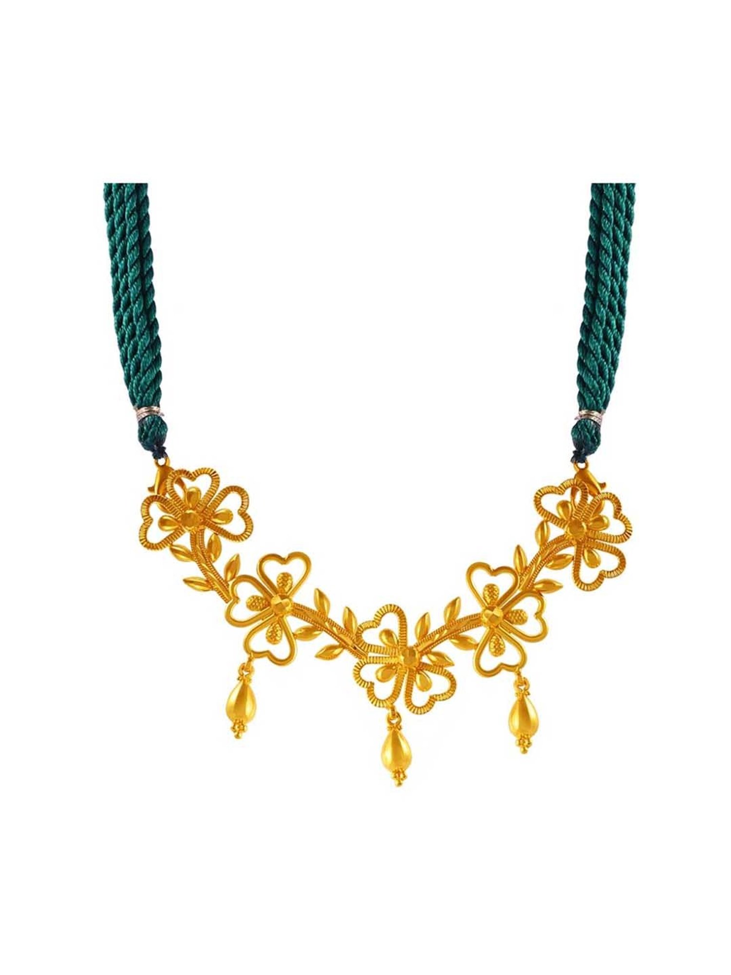 P.C. Chandra Jewellers 22k Yellow Gold Simple Outlined Pendant Necklace