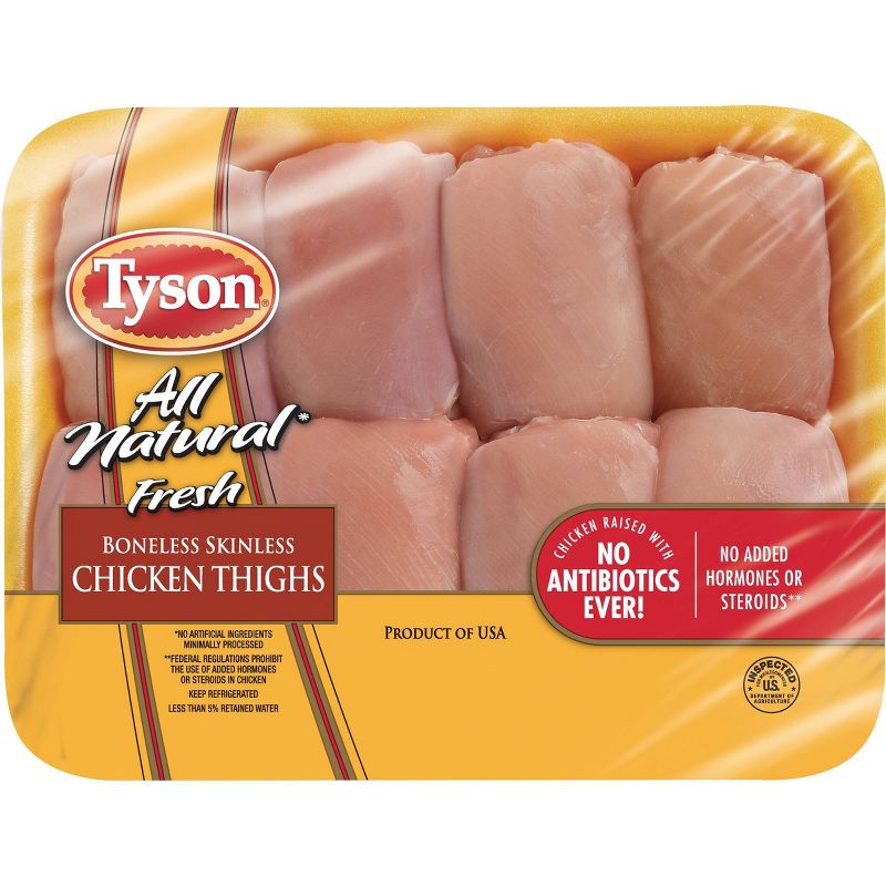 Tyson All Natural Boneless & Skinless Antibiotic Free Chicken Thighs - 1.26-2.938 lbs - price per lb