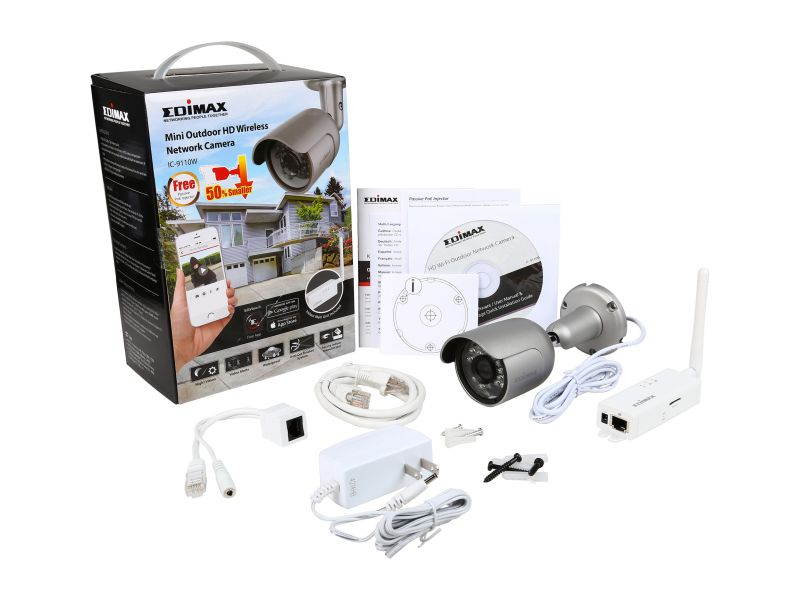 EDIMAX Wi-Fi HD Mini Outdoor Security Camera with 139 Degree Wide Angle View, Supports passive PoE injector (IC-9110W)