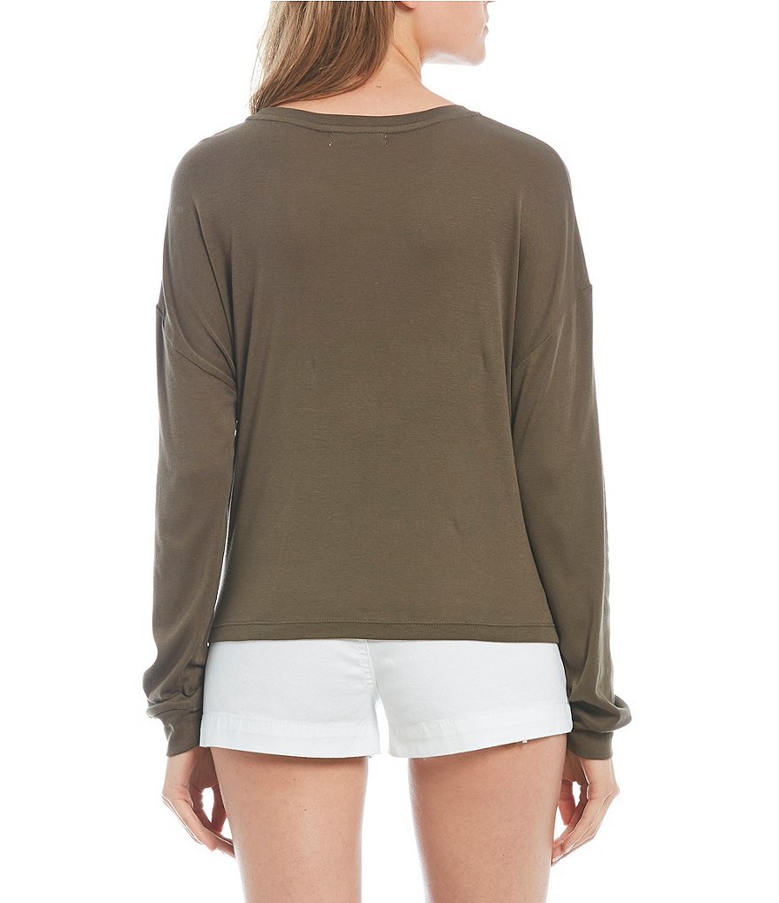 Copper Key Long Dolman Sleeve Knit Pocket Tee