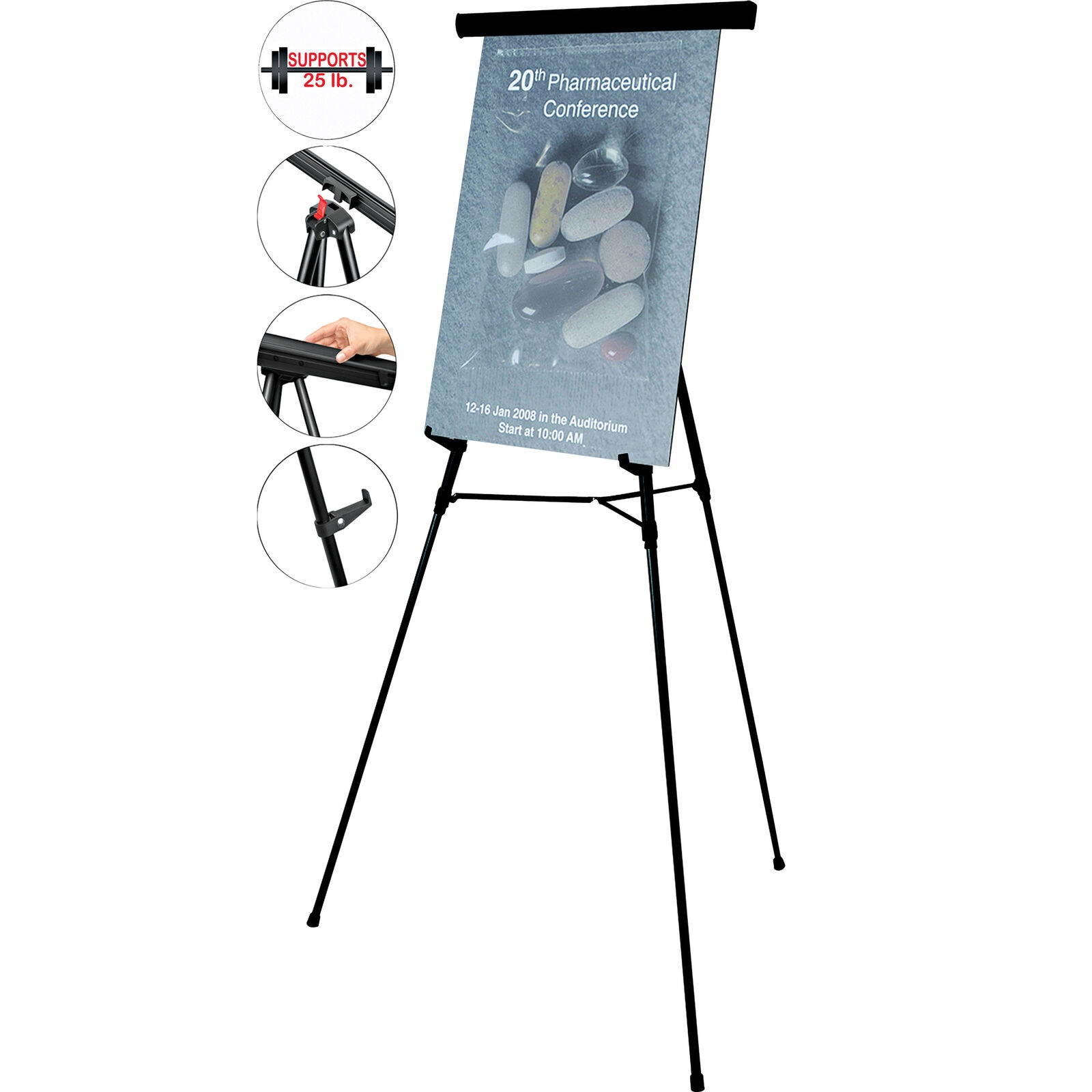 Mastervision Display Stand - 25 Lb Load Capacity - 63" Height - Tabletop, Floor