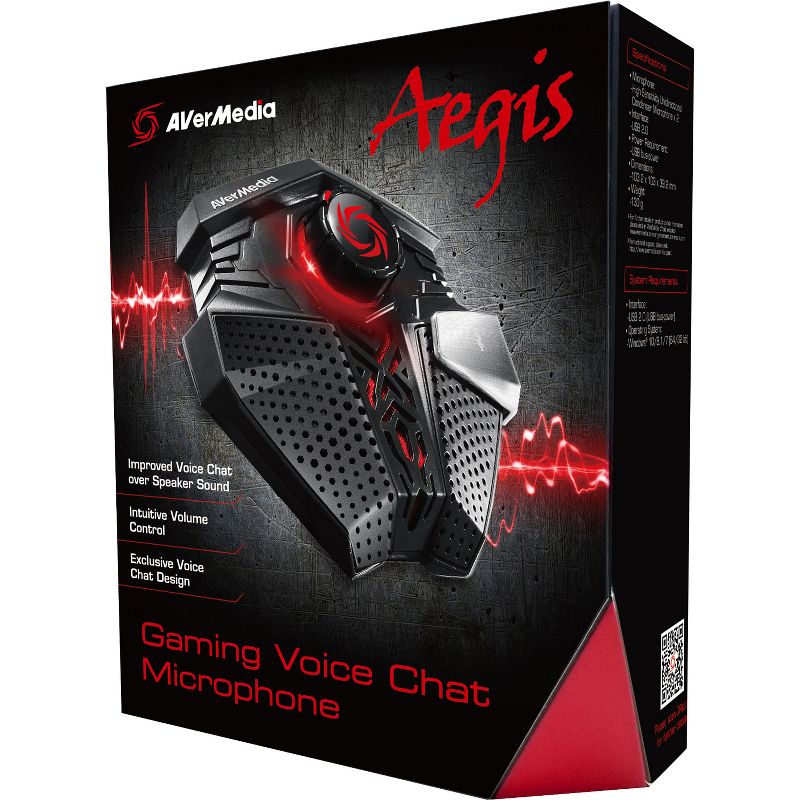 AVerMedia Aegis GM310 Microphone - Stereo - 50 Hz to 20 kHz - Wired -37 dB - Condenser - Uni-directional - Desktop - USB
