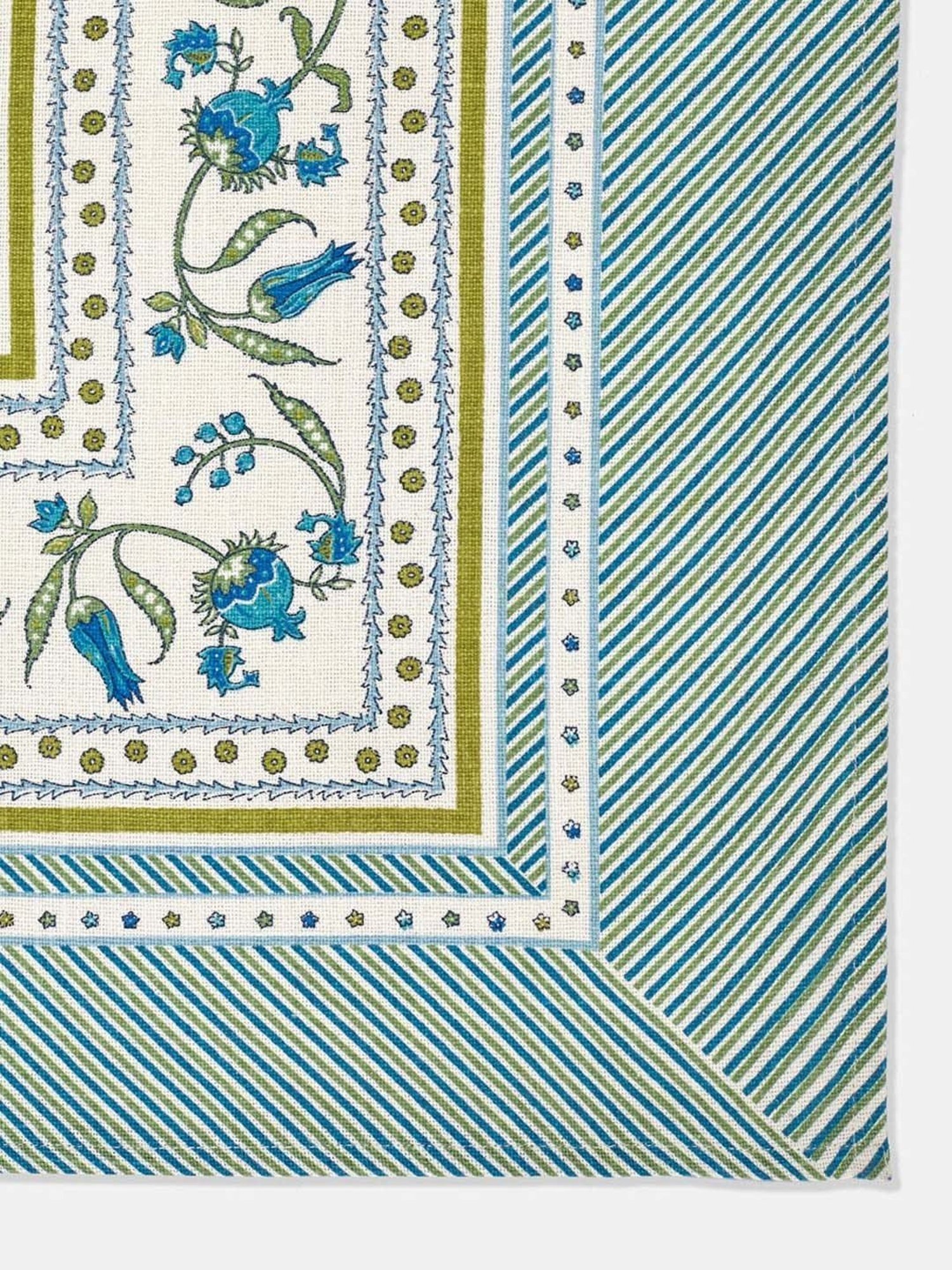 Fabindia Home Ramya Turquoise 267 GSM Cotton 4 Seater Table Cover