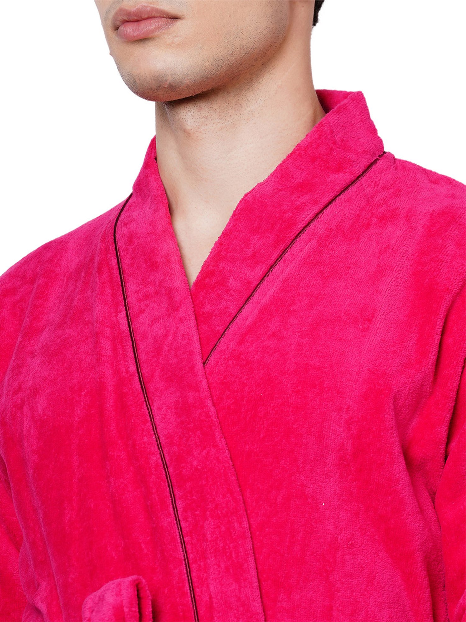 Spaces Dark Red Cotton Quick Dry High Loft Ultra Soft Bath Robe - Extra Large