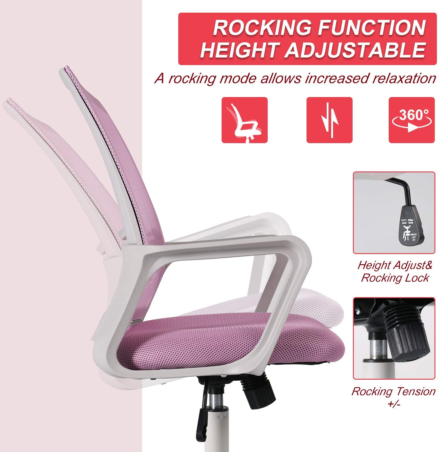 SMUGDESK Home Office Chair, Mid Back Mesh Office Computer Swivel Desk Task Chair, Ergonomic Executive Chair with Armrests