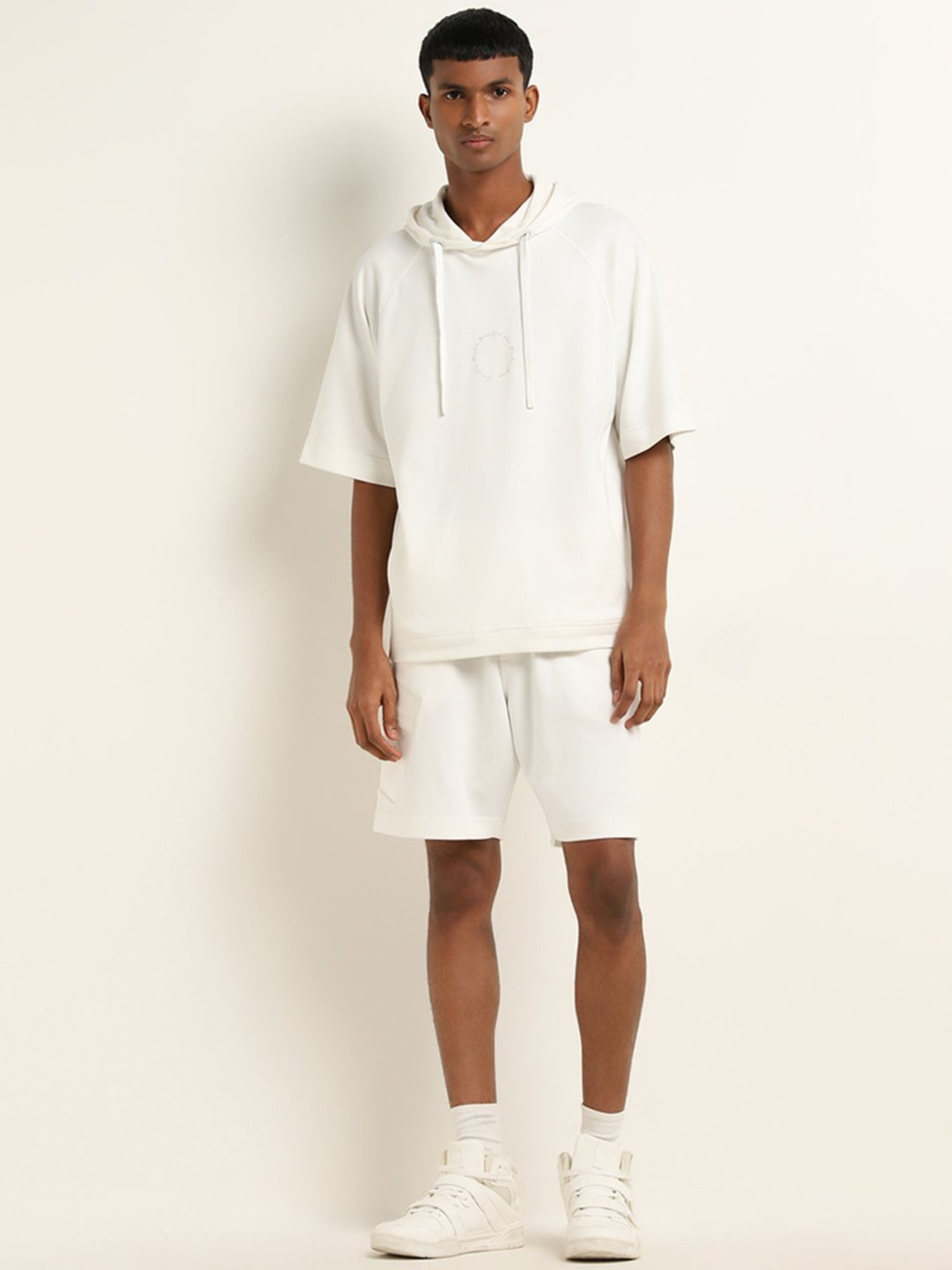 Studiofit by Westside White Relaxed Fit Mid-Rise Shorts