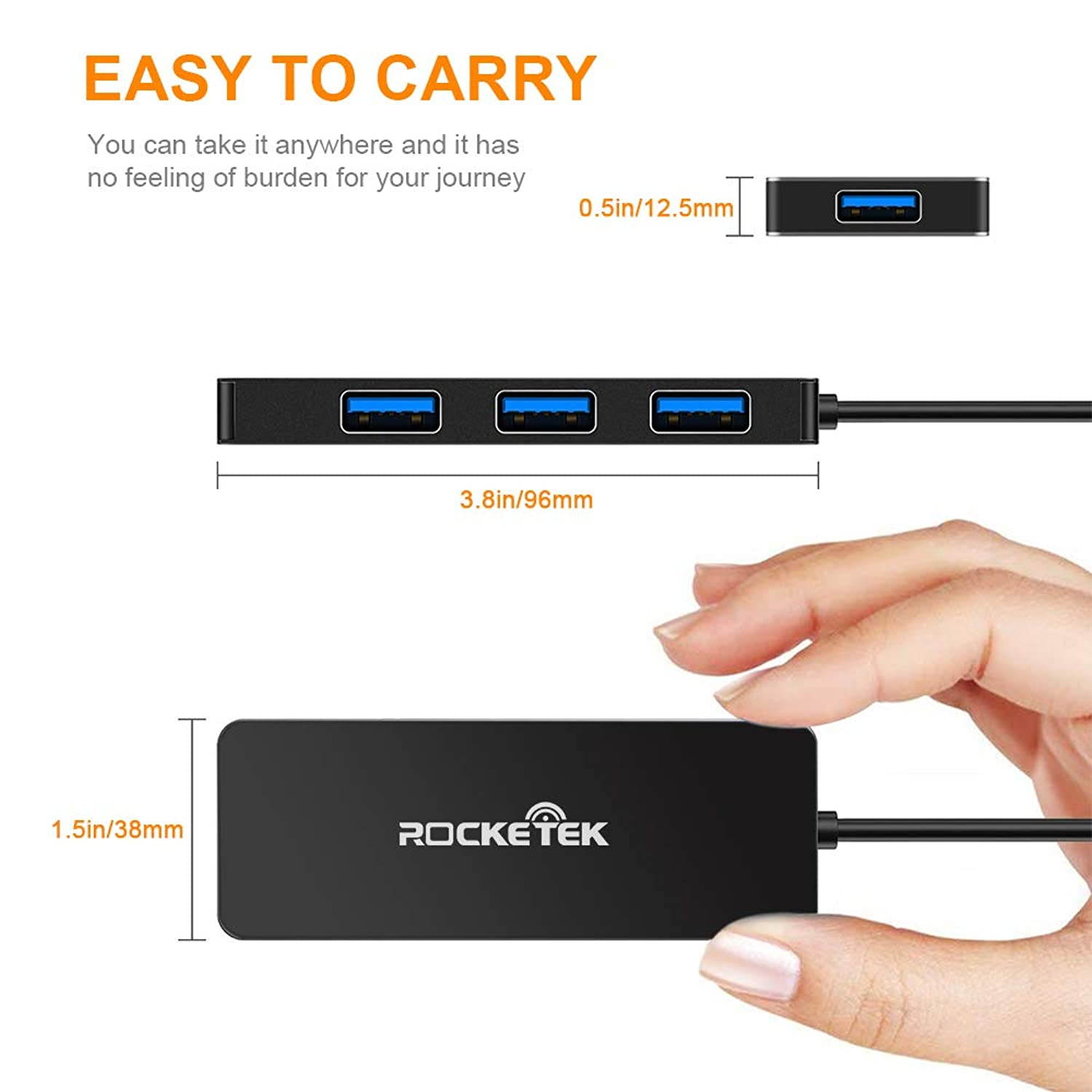 USB hub USB C Hub,rocketek Ultra Slim USB Type C Adapter with 4 USB 3.0 Ports for iMac Pro, MacBook Air, Mac Mini/Pro, Surface Pro XPS, Samsung S9, S8 & More USB Type C Devices [Upgraded Version]