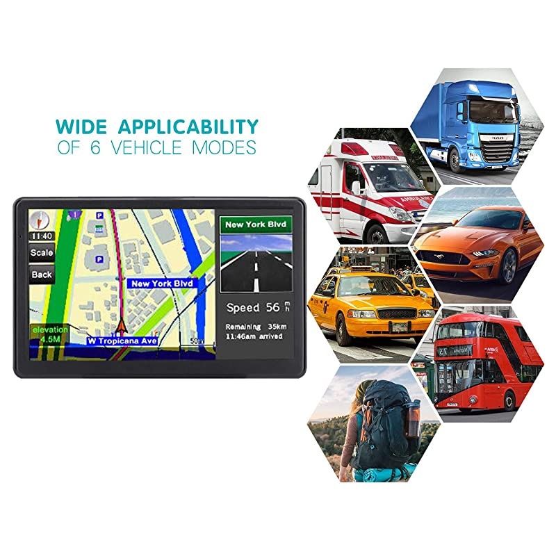 Navigation for Car Latest 2021 Map 7 inch Touch Screen Car 2568GB Voice Turn Direction Guidance Support Speed and Red Light Warning PreInstalled North America Lifetime map Free Update