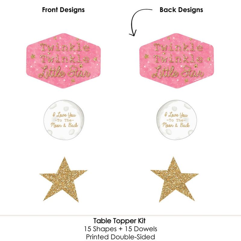 Big Dot of Happiness Hello Little One - Pink and Gold - Table Decorations - Girl Baby Shower Fold and Flare Centerpieces - 10 Count