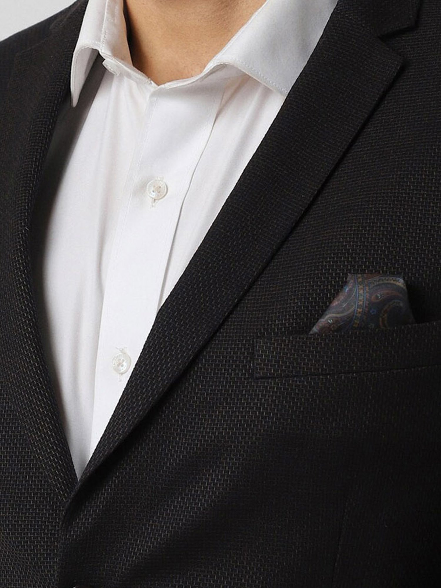 V Dot Black Skinny Fit Blazer