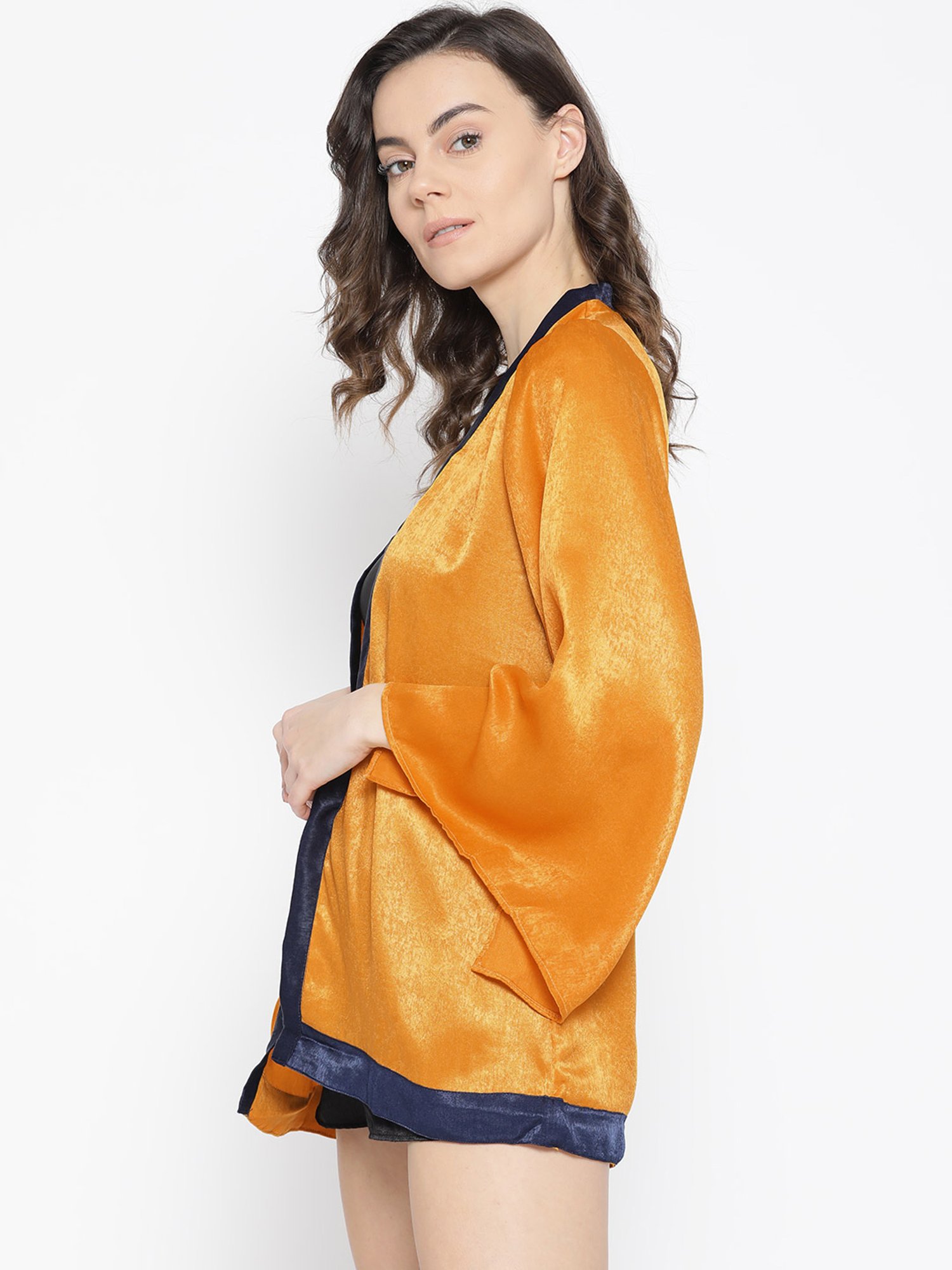 Erotissch Yellow Solid V Neck Robe