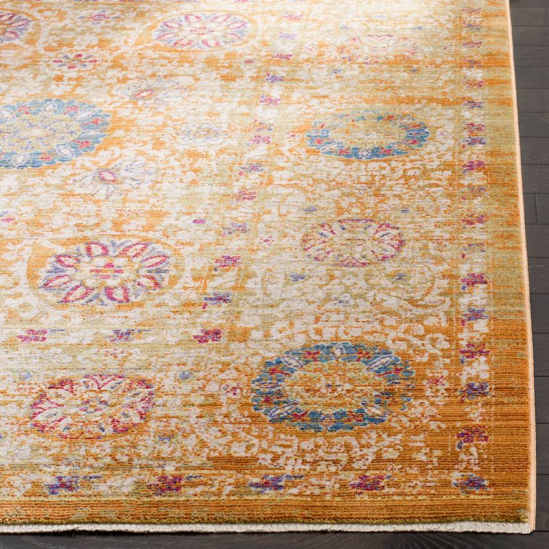 Gold/Ivory Medallion Loomed Runner 3'X12' - Safavieh
