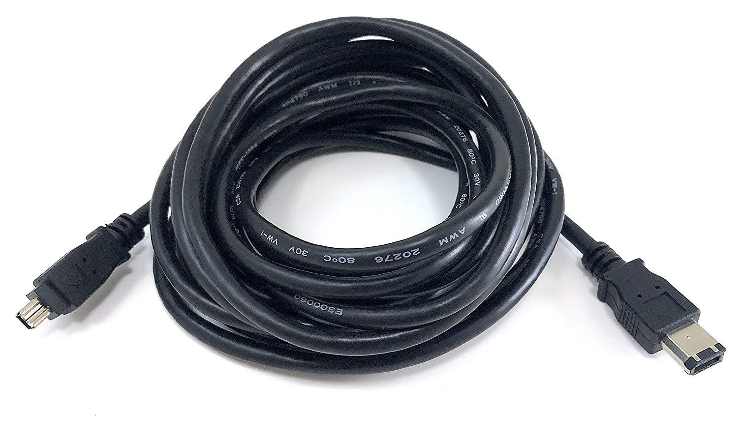 Micro Connectors, Inc. 15 feet Firewire IEEE 1394 6 Pin to 4 Pin Cable (E07-218)