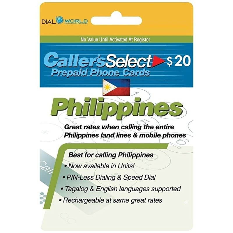 Callers Select Philippines Phone Calling Card Calls to The Philippines Get up to 360 Units to Call Filipino Landlines and 280 Units to Call Cellphones