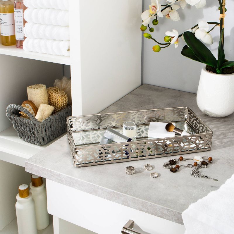 Bathroom Tray Silver - Home Details
