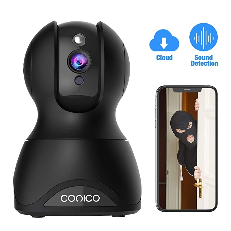 Wireless Security Camera,  1080p IP Home Surveillance Camera WiFi Baby Monitor Pet Camera Dog Cam with Cloud Storage Sound Motion Detect Two Way Audio Night Vision Remote View