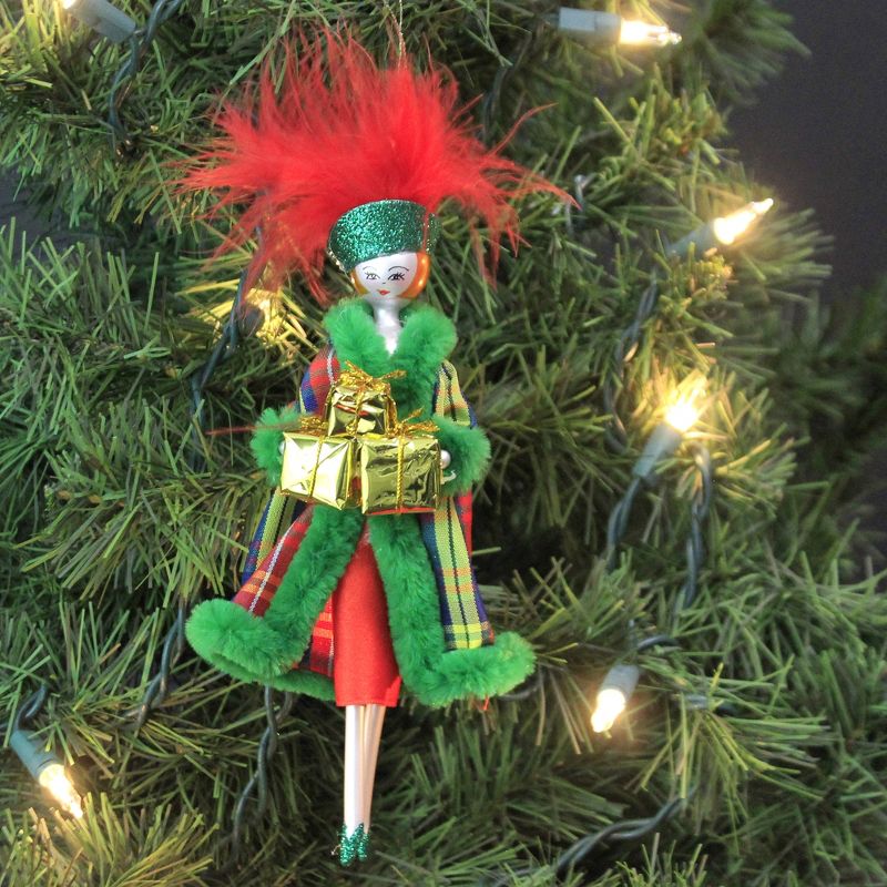 Italian Ornaments 7.0" Pipka In Tartan Plaid Coat Ornament Italian Diva Shopping  -  Tree Ornaments