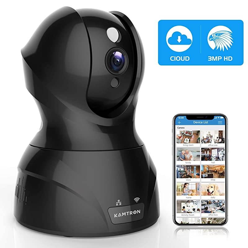 Security Camera Pet WiFi Camera -  1536P Indoor Wireless IP Camera Full HD 3MP Home Video Surveillance System with IR Night Vision, Motion Detection and Two-Way Audio - Cloud Storage